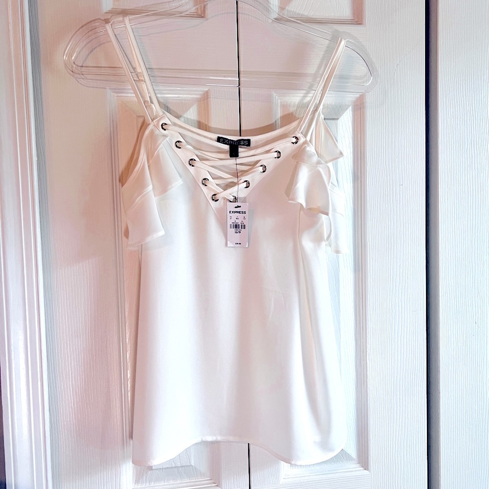 NWT EXPRESS Ruffle Sleeve Cold Shoulder Top